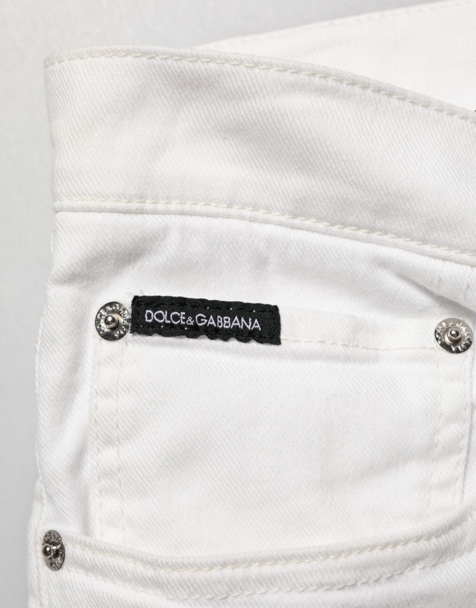 Dolce & Gabbana White Graffiti Print Skinny GOLD Denim Jeans - RIMODA