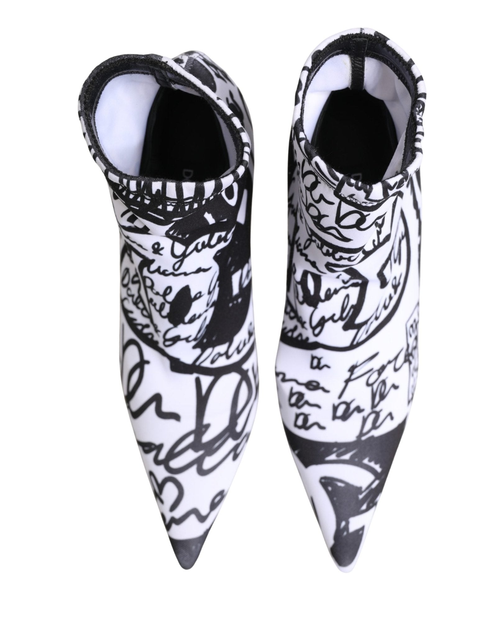 Dolce & Gabbana White Graffiti Stretch Ankle Boots Shoes - RIMODA