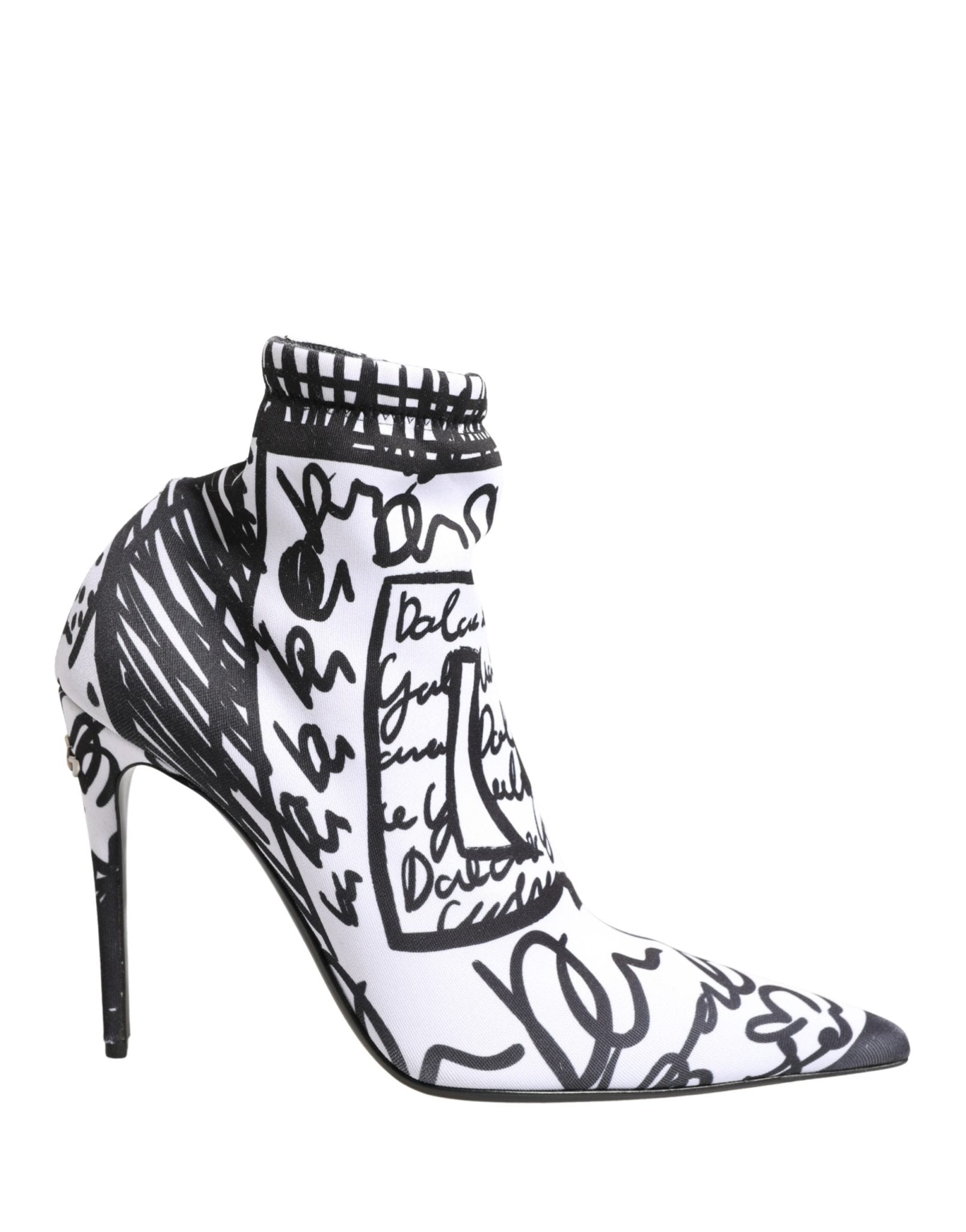 Dolce & Gabbana White Graffiti Stretch Ankle Boots Shoes - RIMODA