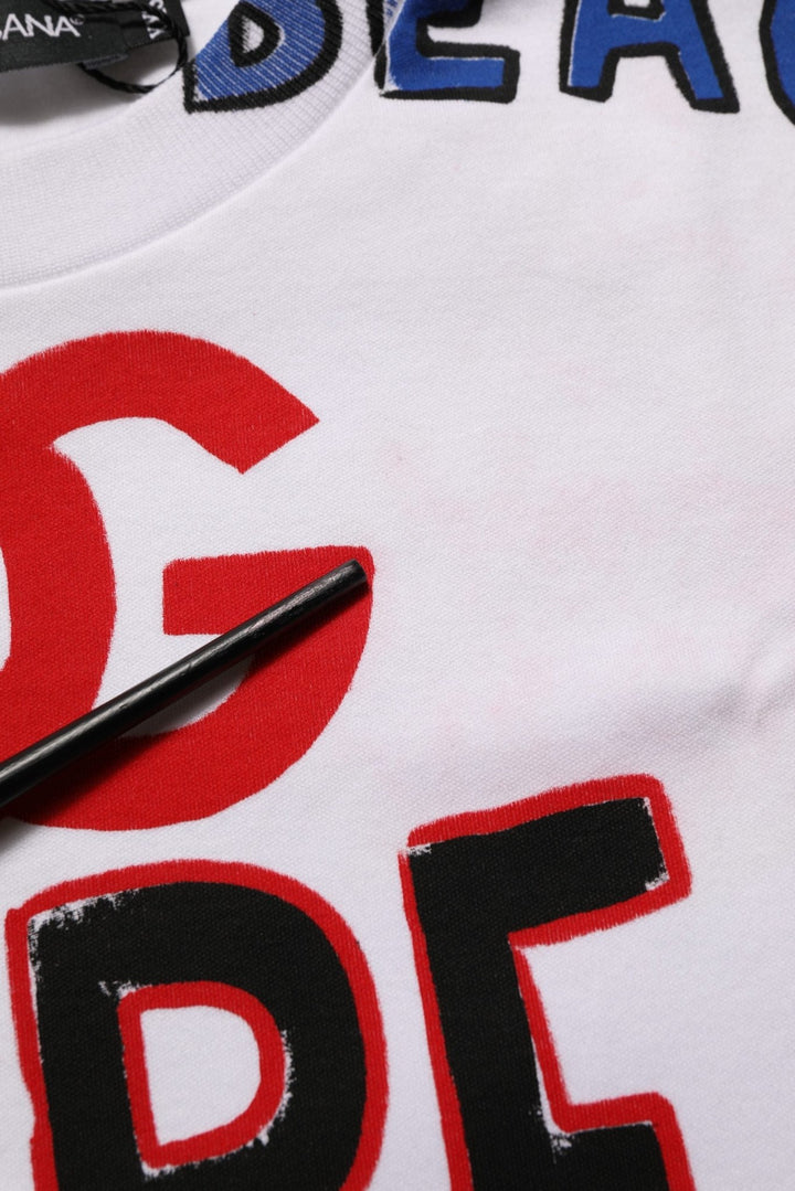 Dolce & Gabbana White Graphic Cotton Jersey Cropped T-shirt - RIMODA