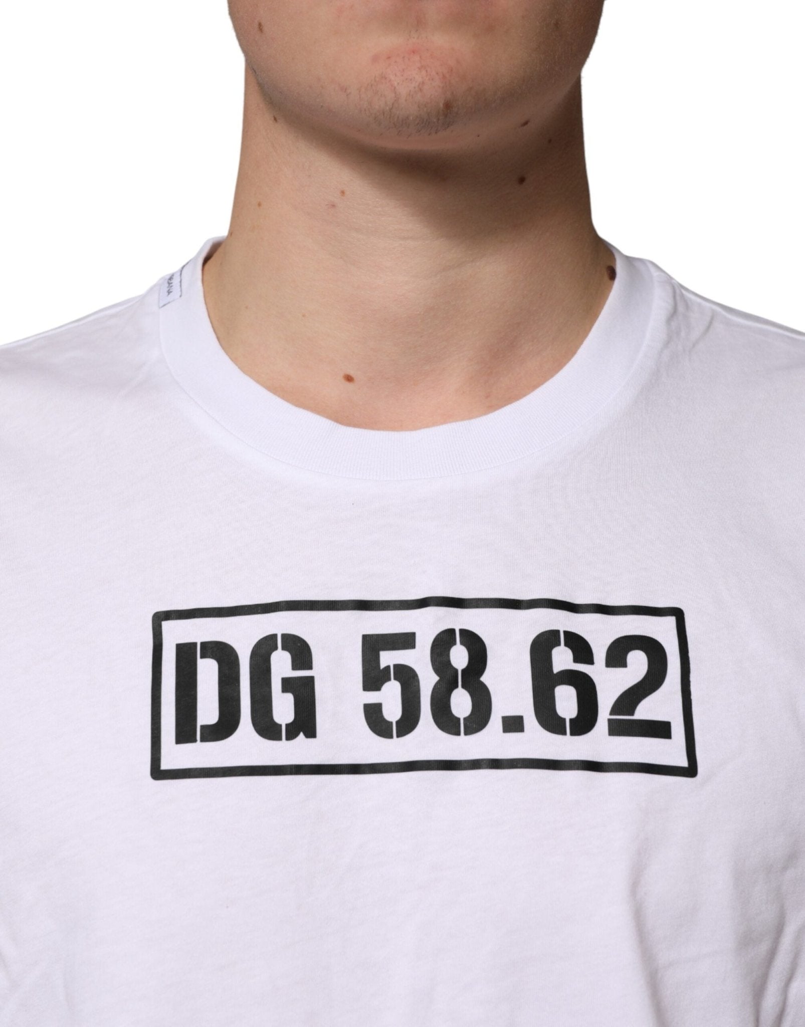Dolce & Gabbana White Graphic Cotton Men Crew Neck T-shirt - RIMODA