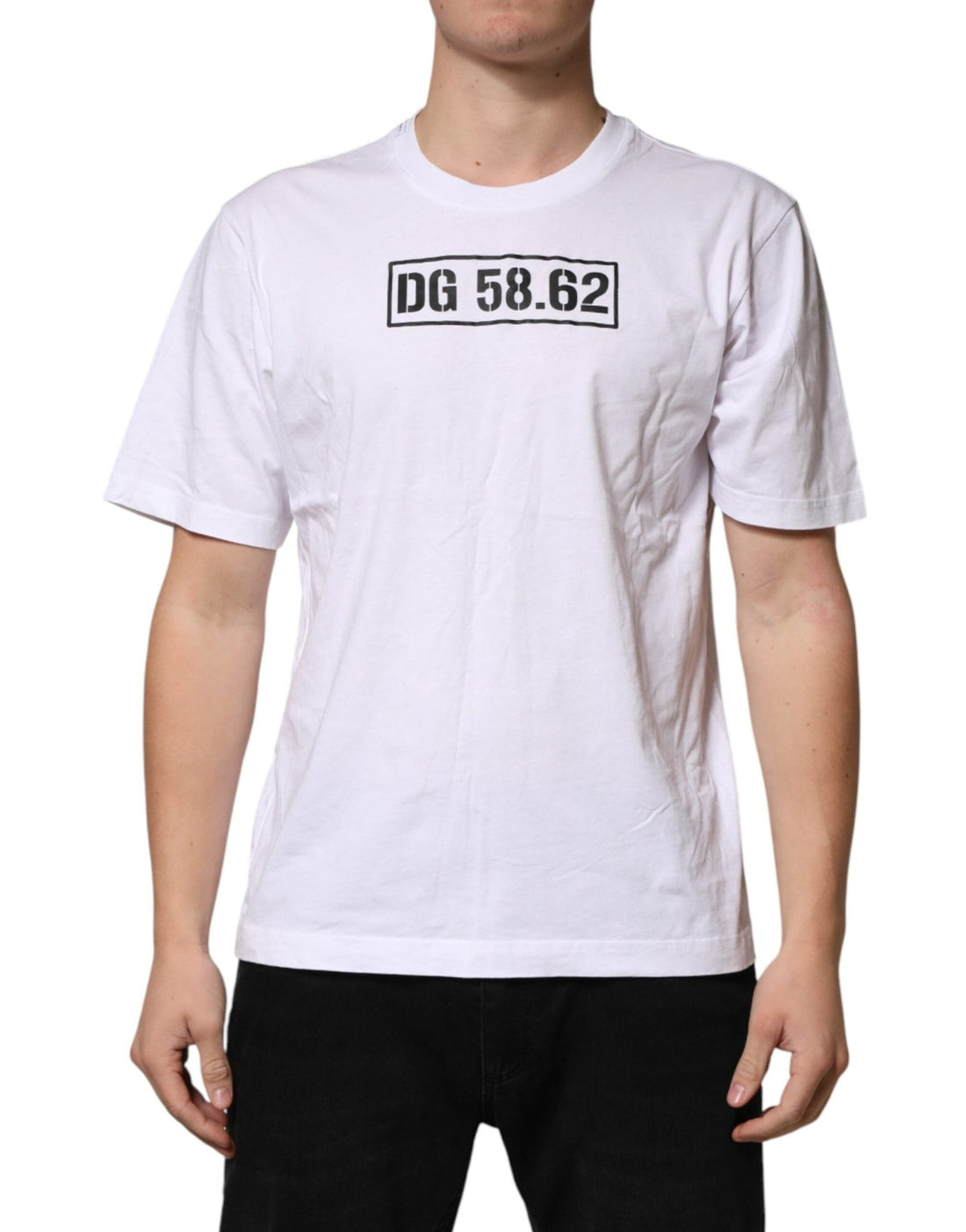 Dolce & Gabbana White Graphic Cotton Men Crew Neck T-shirt - RIMODA