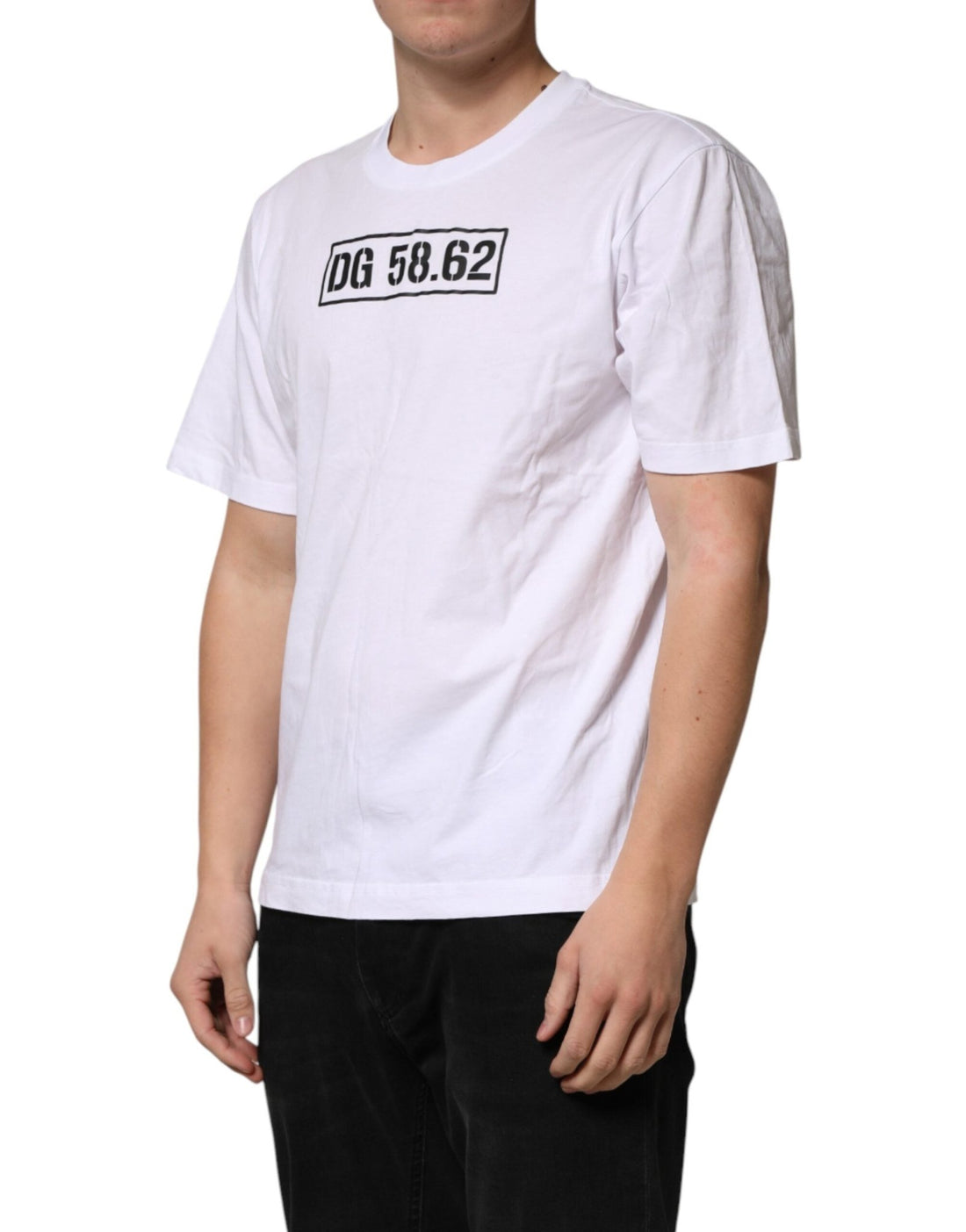 Dolce & Gabbana White Graphic Cotton Men Crew Neck T-shirt - RIMODA