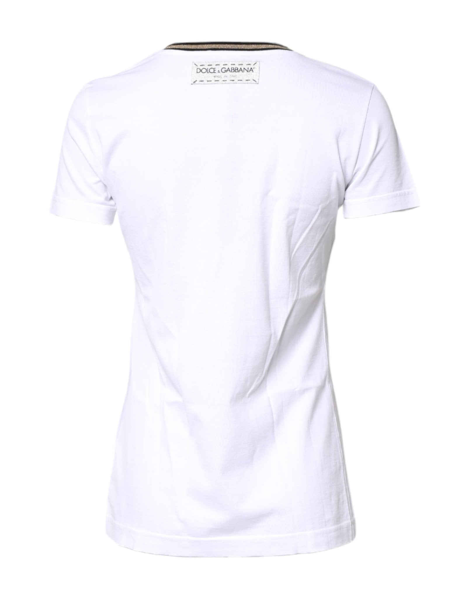 Dolce & Gabbana White Graphic Print Cotton Crew Neck T-shirt - RIMODA