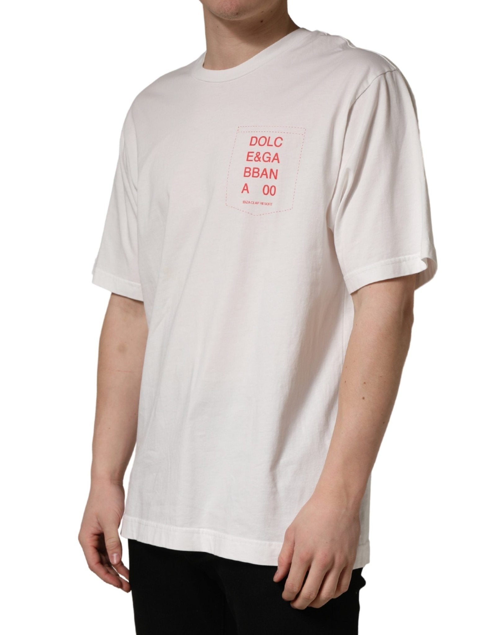 Dolce & Gabbana White Graphic Print Cotton Crew Neck T-shirt - RIMODA