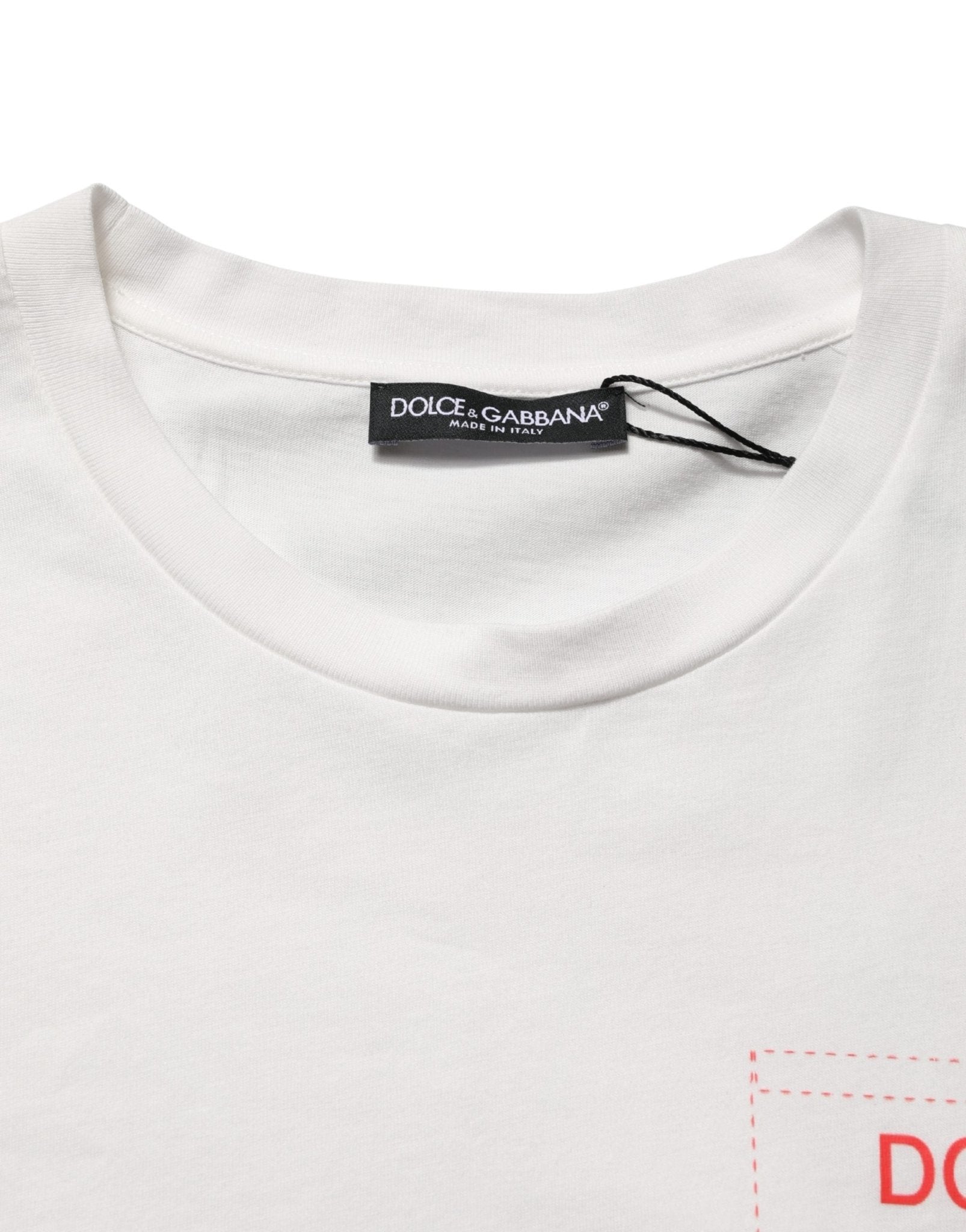 Dolce & Gabbana White Graphic Print Cotton Crew Neck T-shirt - RIMODA