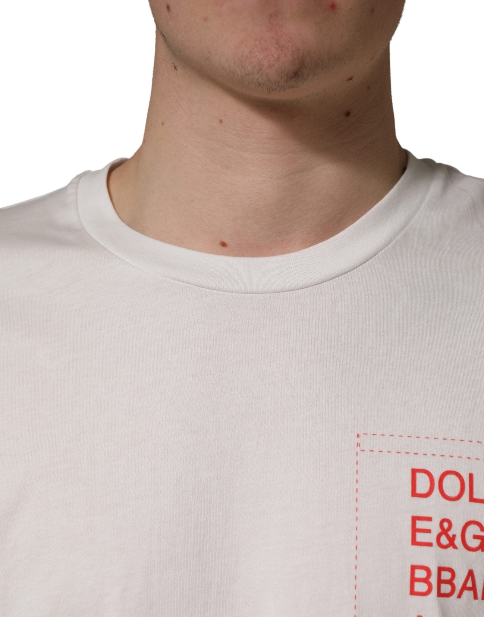 Dolce & Gabbana White Graphic Print Cotton Crew Neck T-shirt - RIMODA