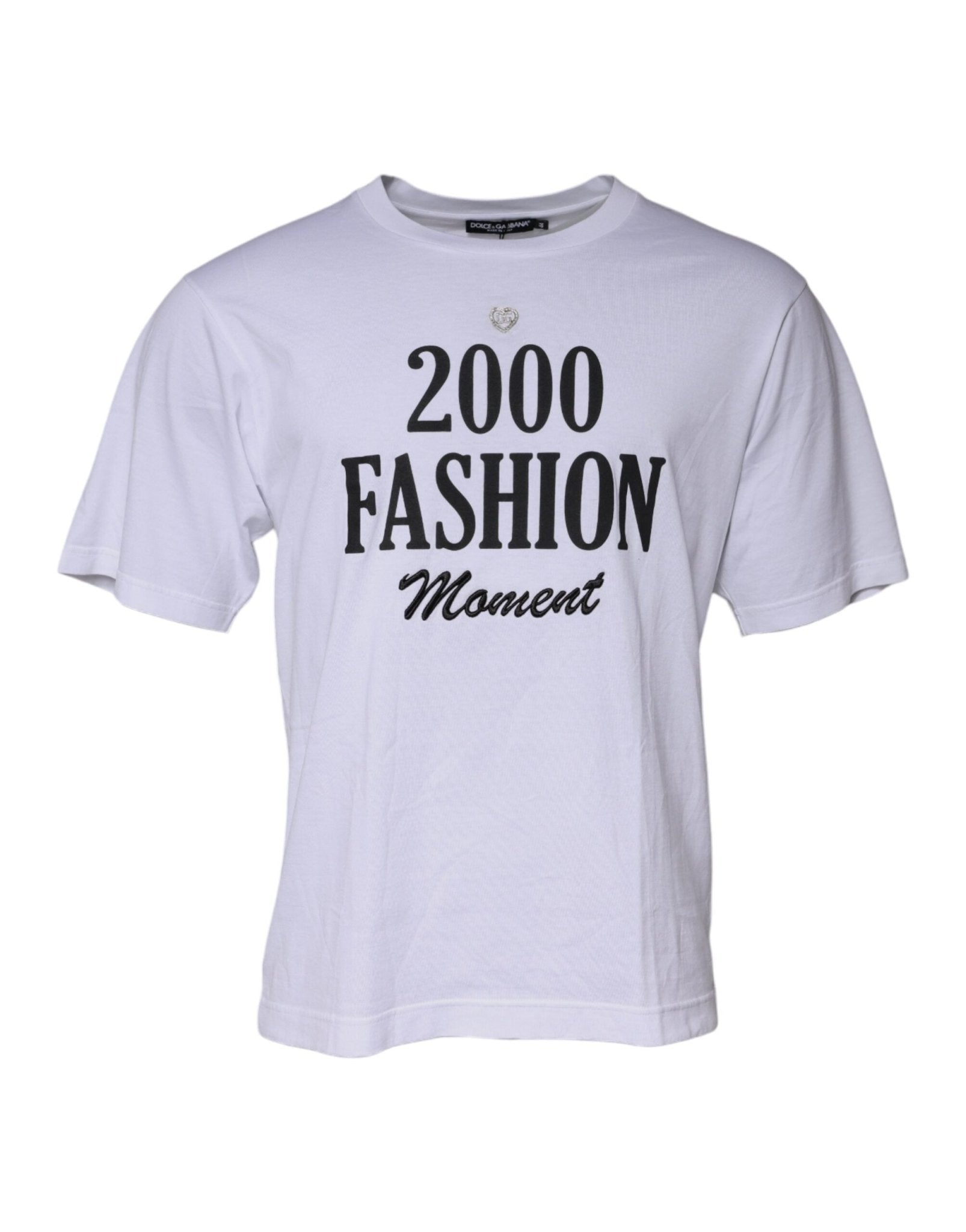 Dolce & Gabbana White Graphic Print Cotton Crew Neck T-shirt - RIMODA