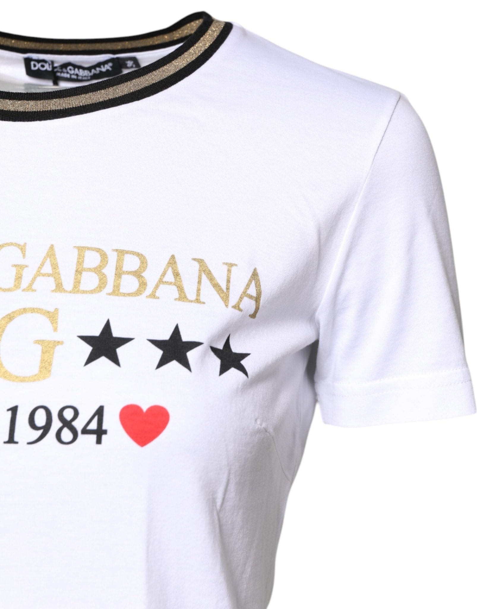 Dolce & Gabbana White Graphic Print Cotton Crew Neck T-shirt - RIMODA
