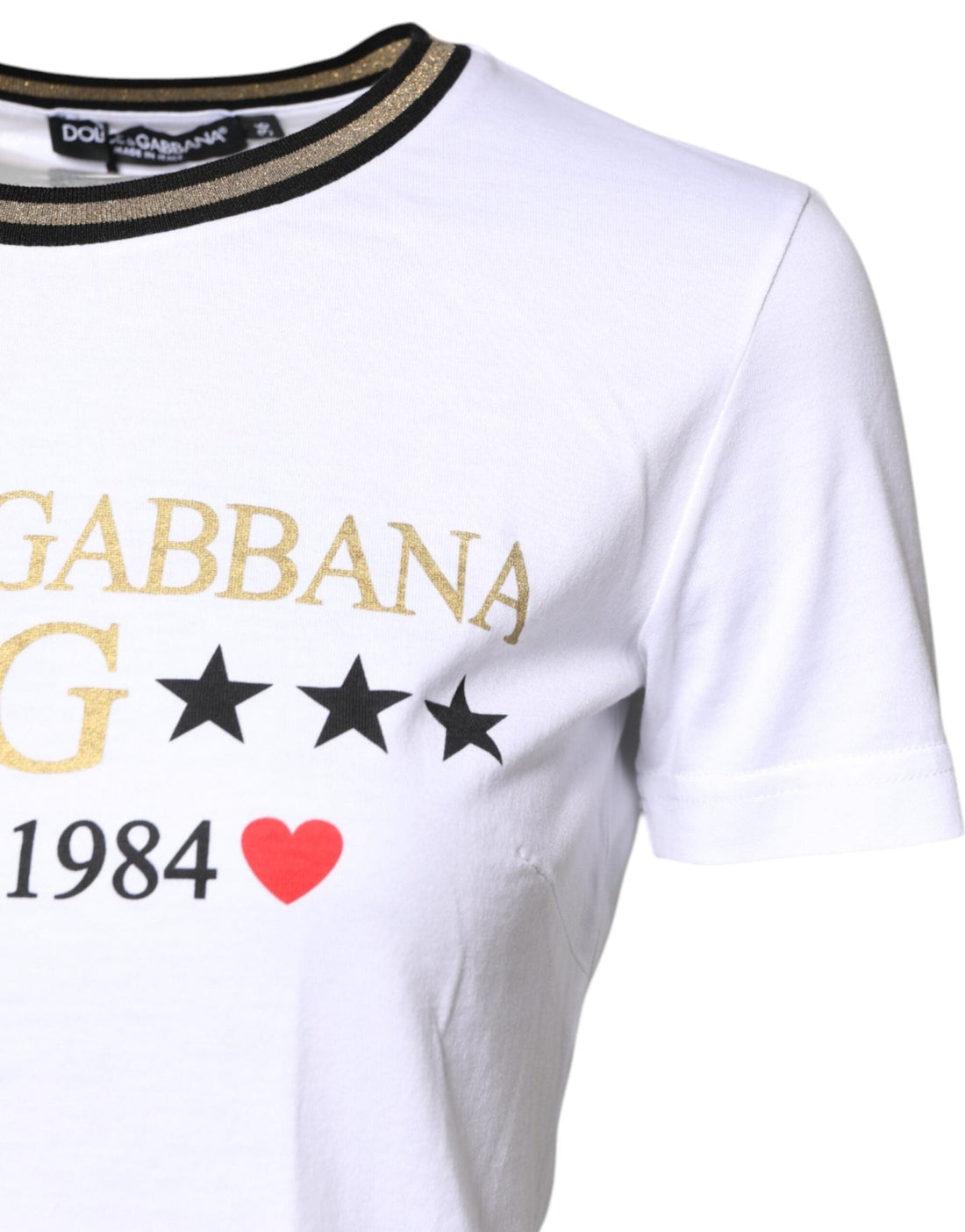 Dolce & Gabbana White Graphic Print Cotton Crew Neck T-shirt - RIMODA