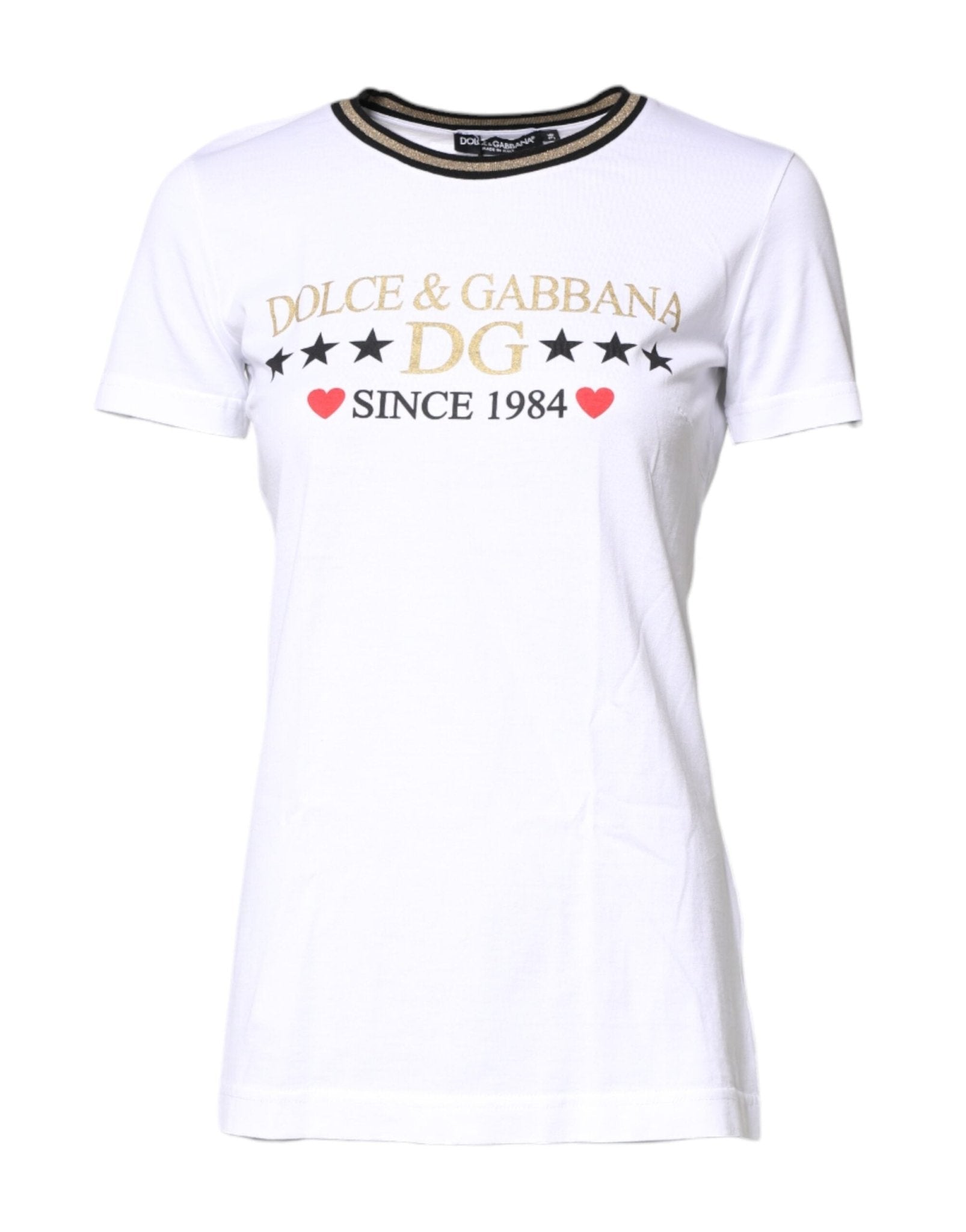 Dolce & Gabbana White Graphic Print Cotton Crew Neck T-shirt - RIMODA