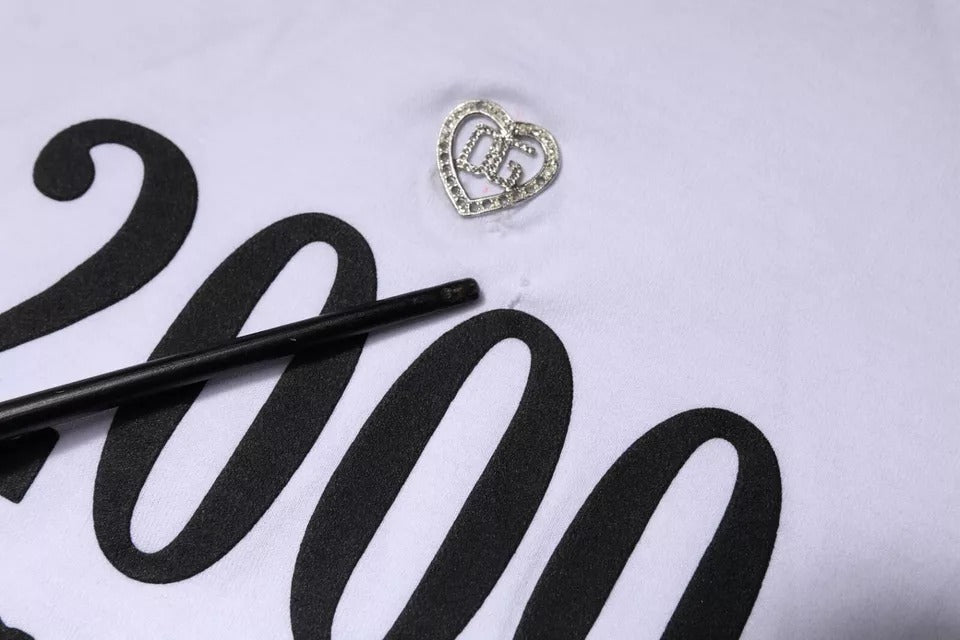 Dolce & Gabbana White Graphic Print Cotton Crew Neck T-shirt - RIMODA