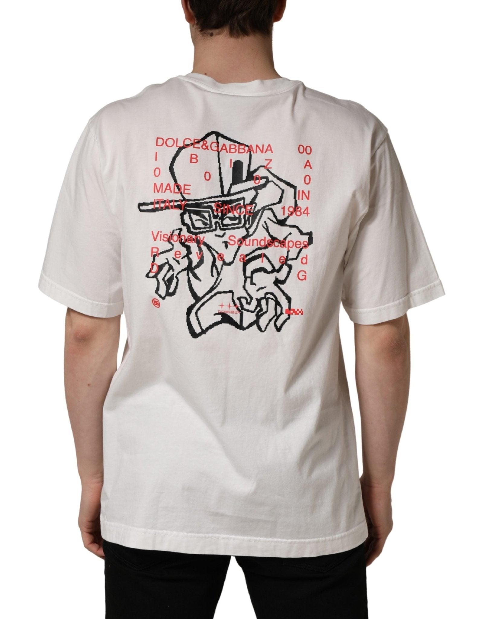Dolce & Gabbana White Graphic Print Cotton Crew Neck T-shirt - RIMODA