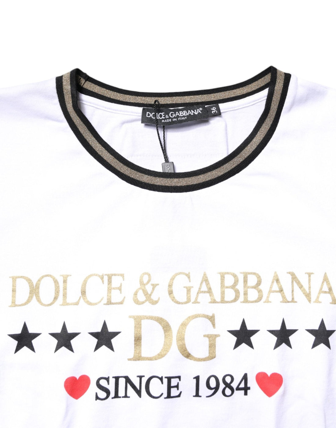 Dolce & Gabbana White Graphic Print Cotton Crew Neck T-shirt - RIMODA
