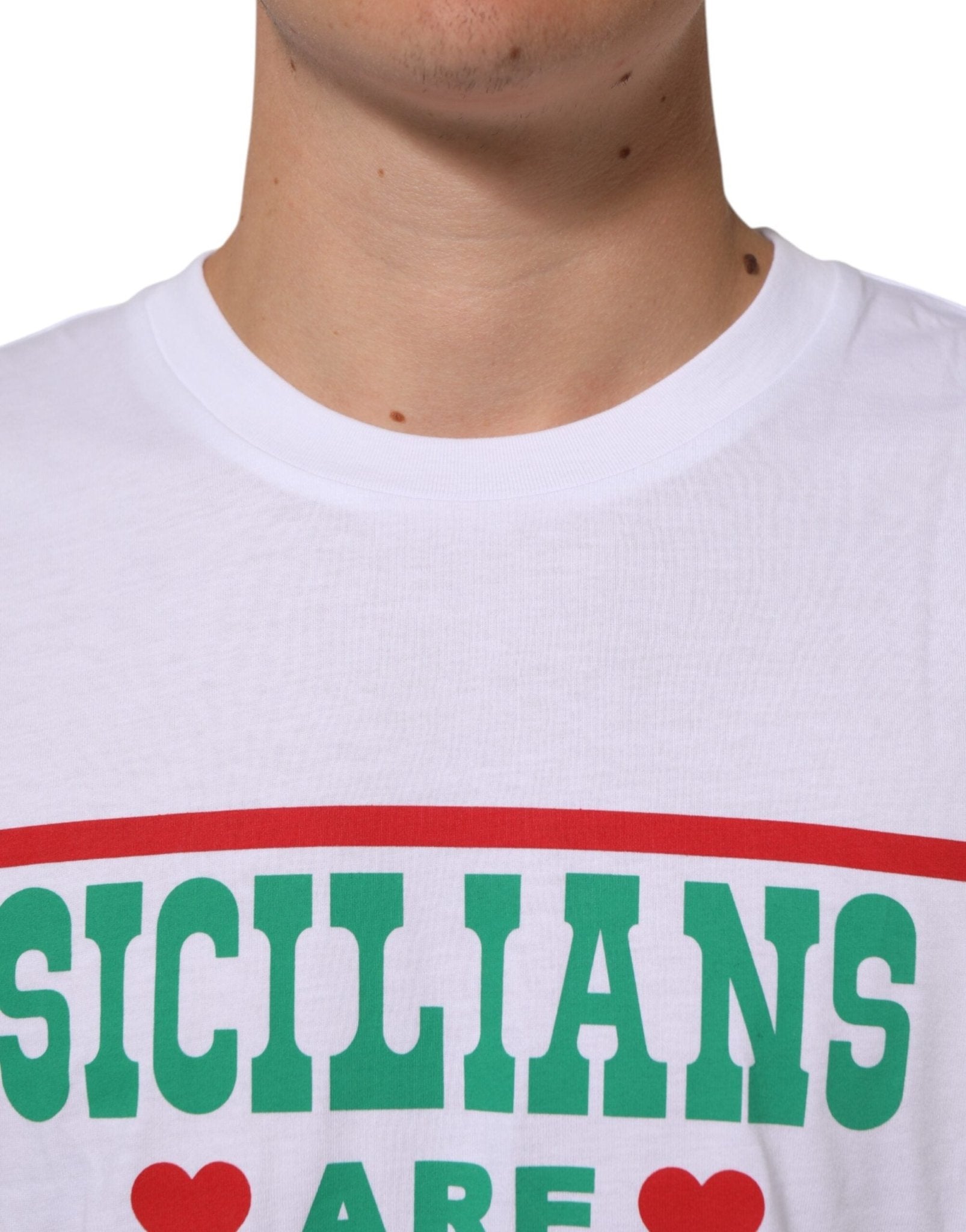 Dolce & Gabbana White Graphic Print Cotton CrewNeck T-shirt - RIMODA