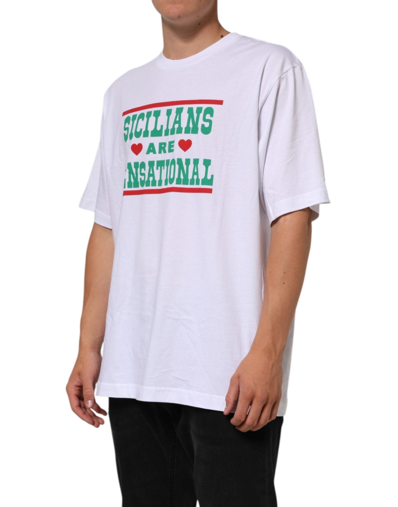 Dolce & Gabbana White Graphic Print Cotton CrewNeck T-shirt - RIMODA