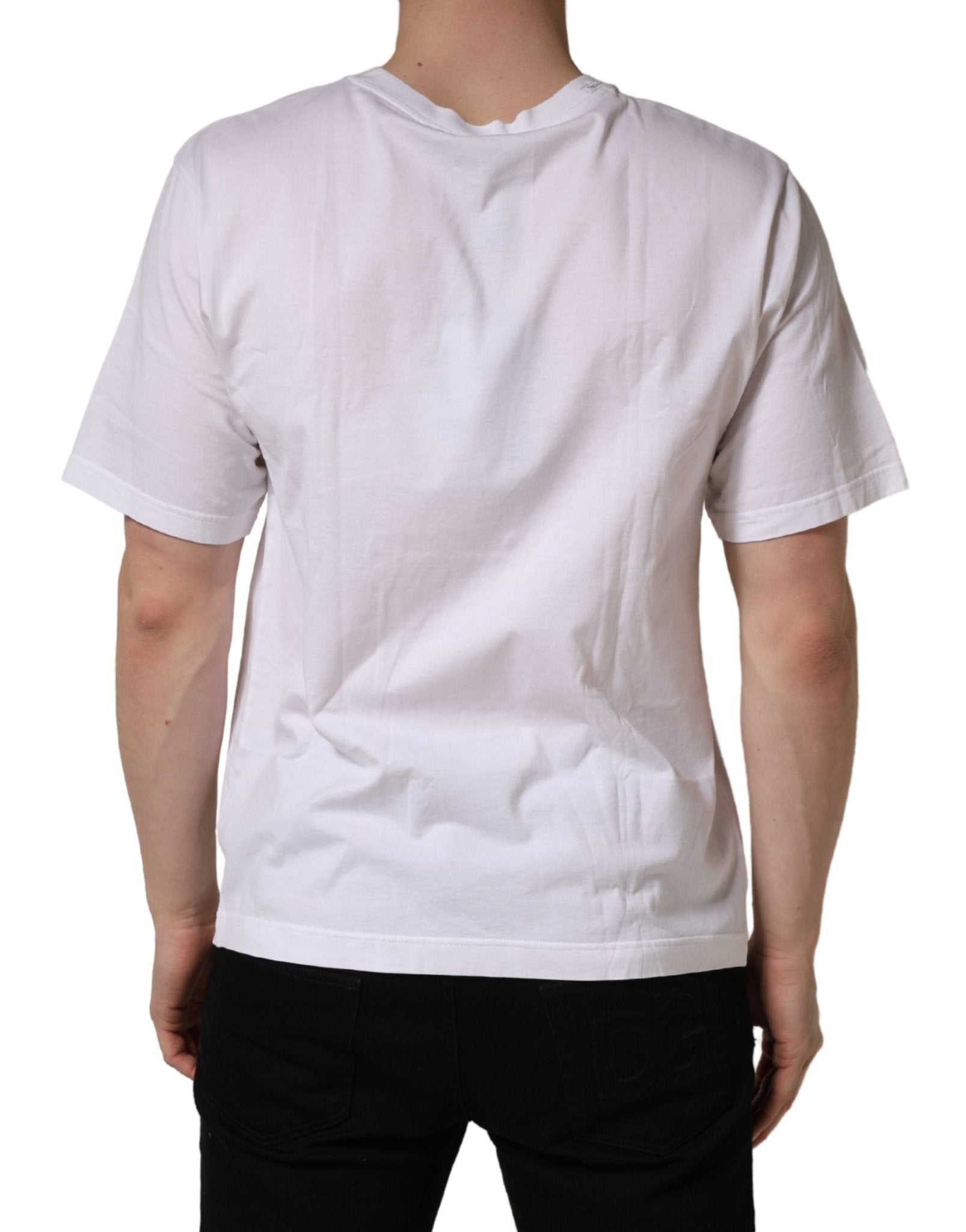 Dolce & Gabbana White Graphic Print DG Men Crew Neck T-shirt - RIMODA