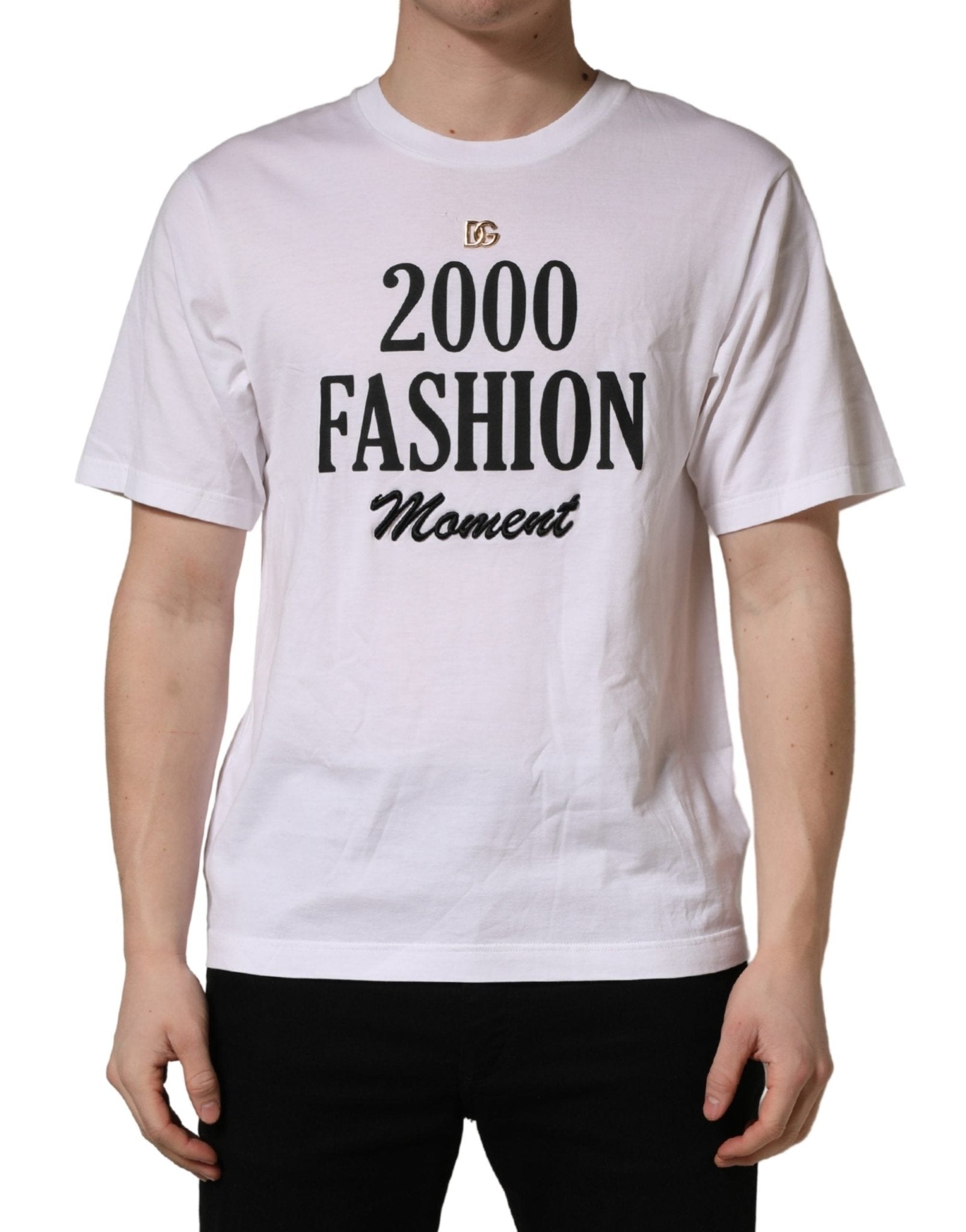 Dolce & Gabbana White Graphic Print DG Men Crew Neck T-shirt - RIMODA