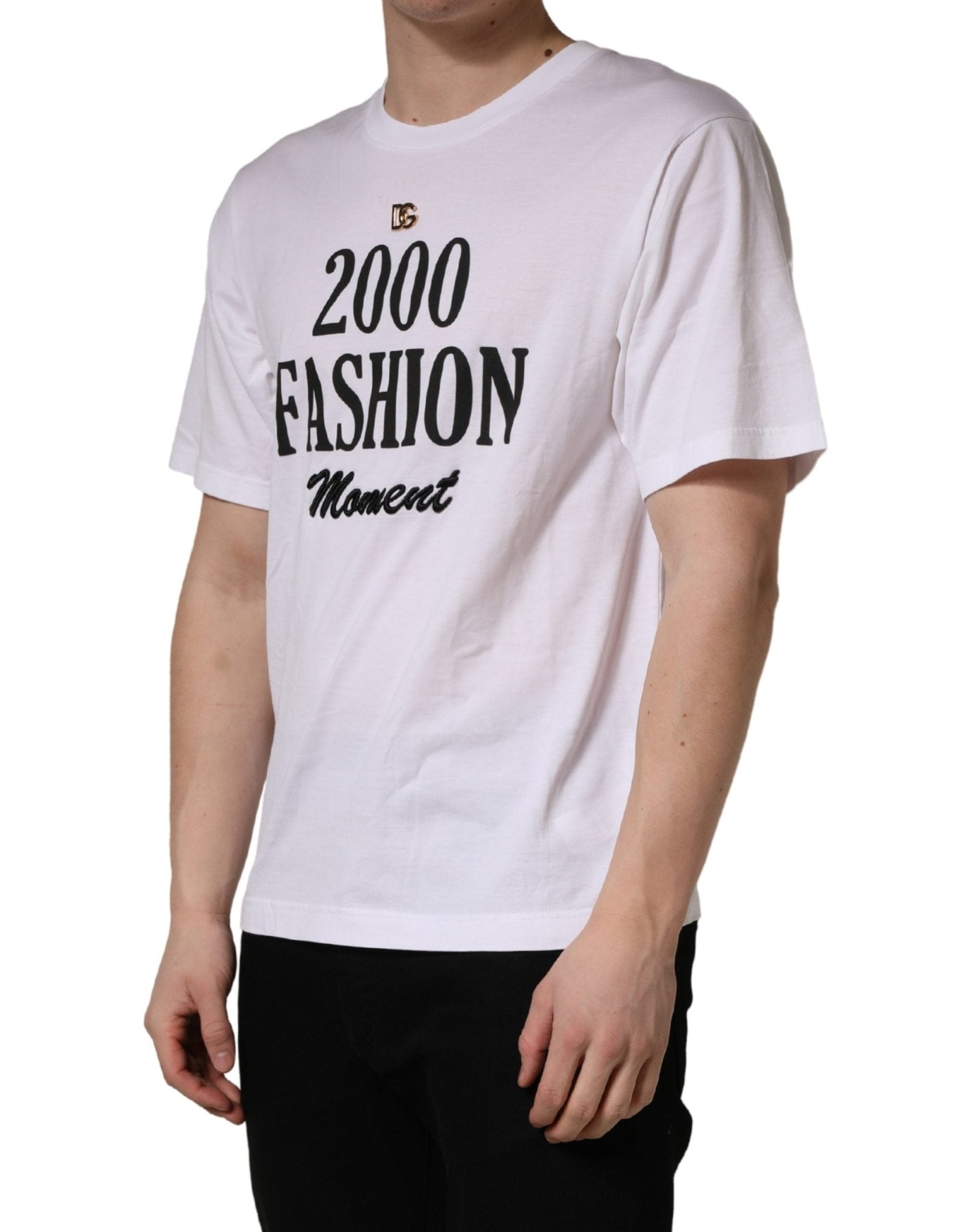 Dolce & Gabbana White Graphic Print DG Men Crew Neck T-shirt - RIMODA