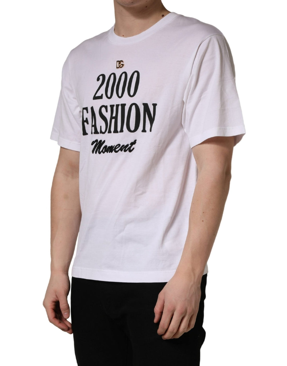 Dolce & Gabbana White Graphic Print DG Men Crew Neck T-shirt - RIMODA