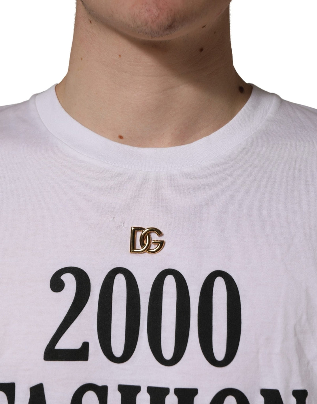 Dolce & Gabbana White Graphic Print DG Men Crew Neck T-shirt - RIMODA