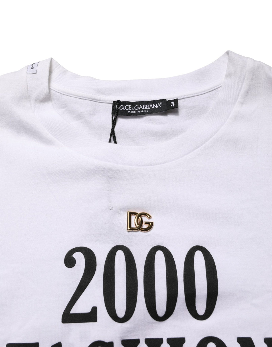 Dolce & Gabbana White Graphic Print DG Men Crew Neck T-shirt - RIMODA