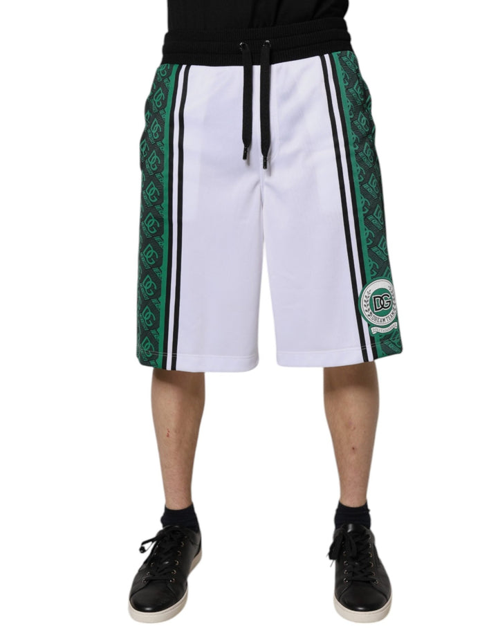 Dolce & Gabbana White Green Men Jersey Sweatshorts Shorts - RIMODA