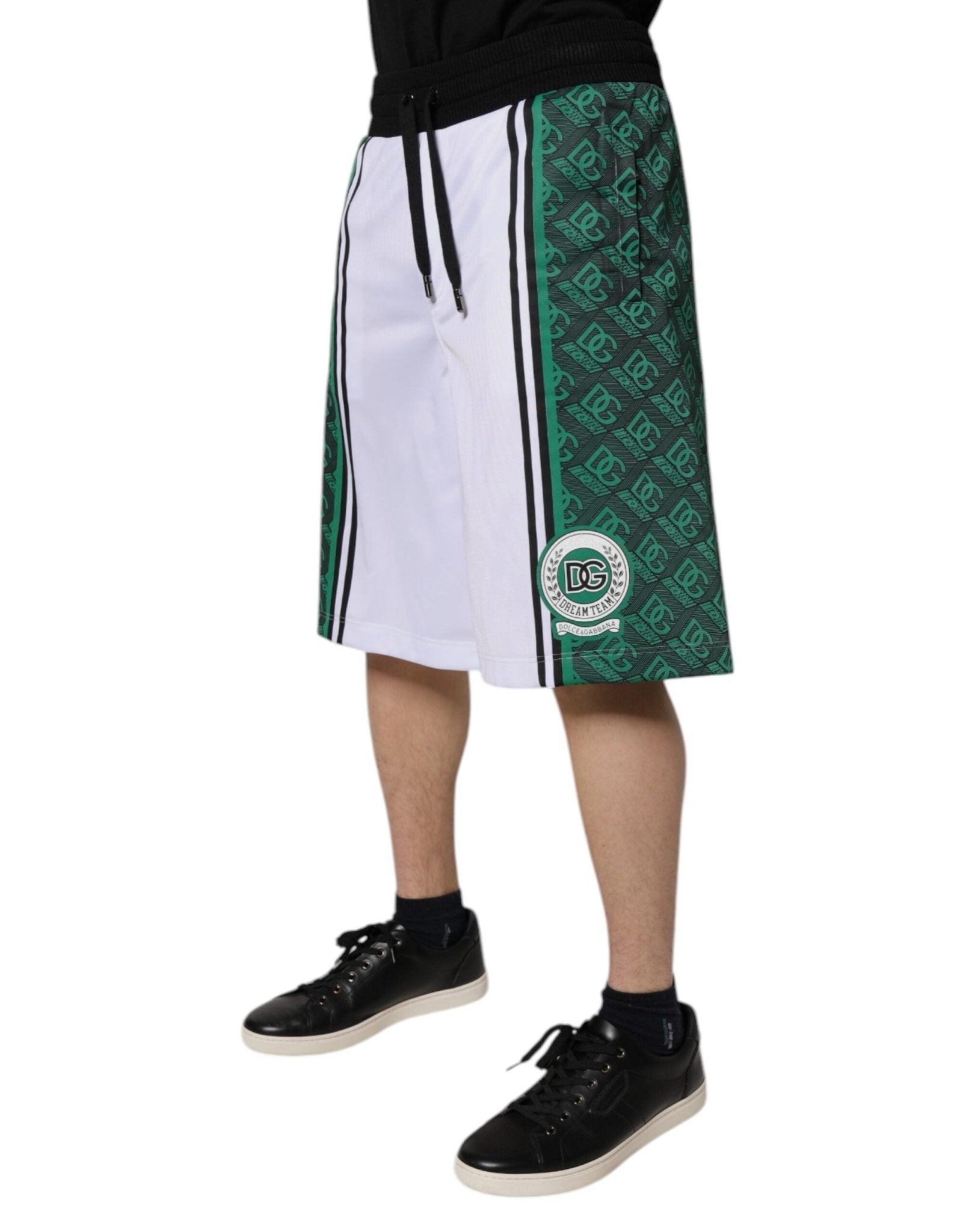 Dolce & Gabbana White Green Men Jersey Sweatshorts Shorts - RIMODA
