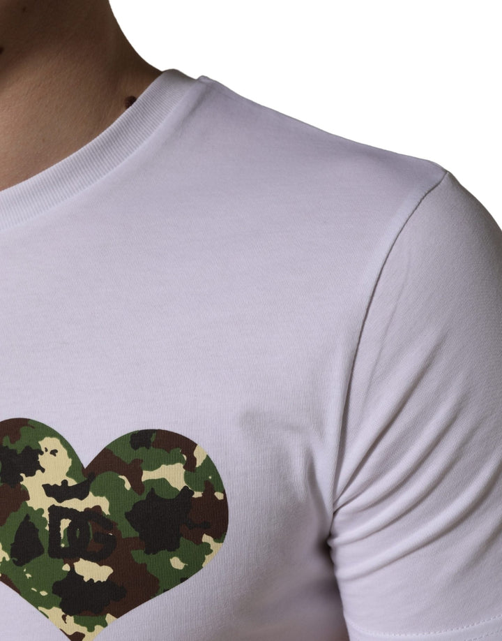 Dolce & Gabbana White Heart Shaped Camouflage Patch Men T-shirt - RIMODA