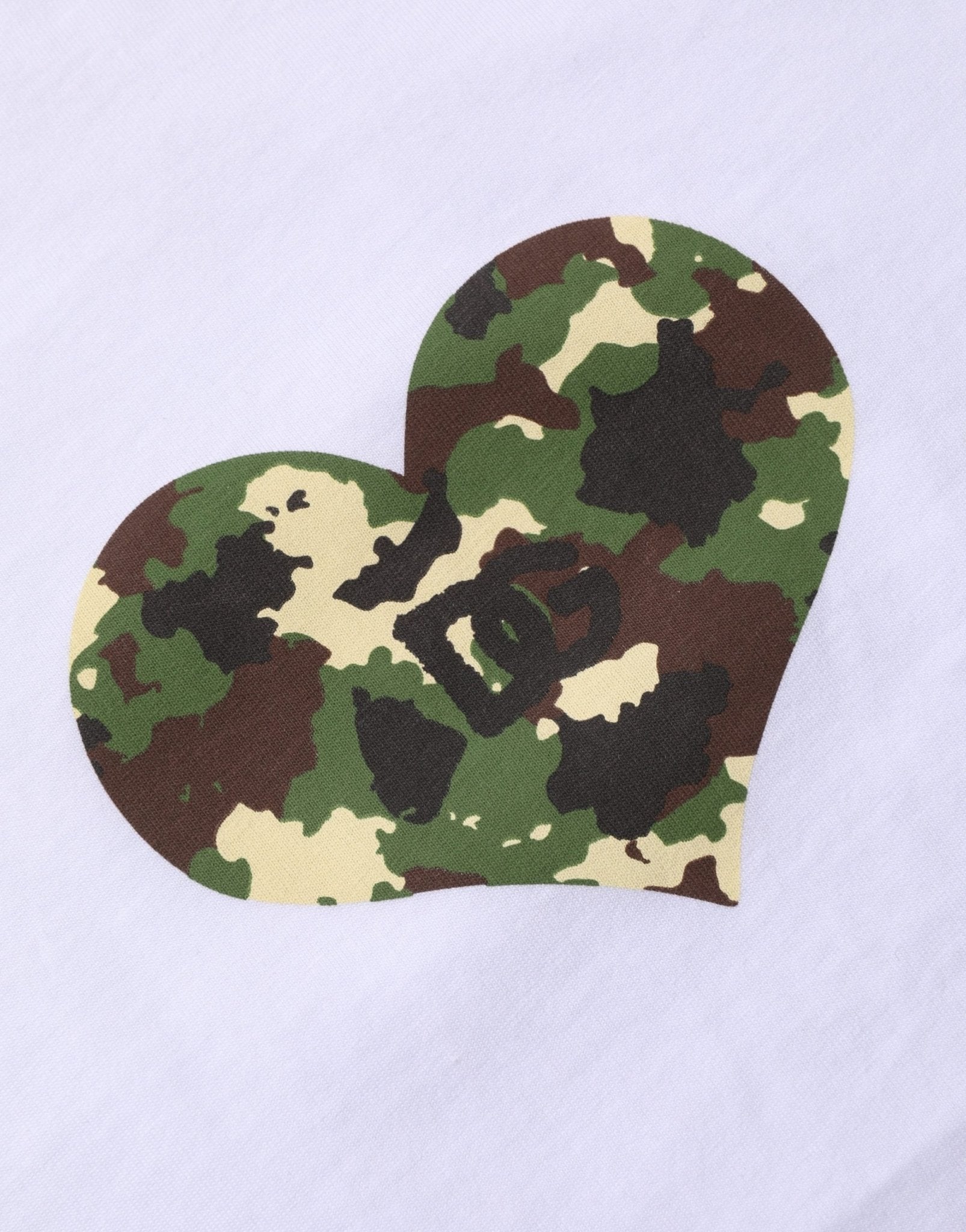 Dolce & Gabbana White Heart Shaped Camouflage Patch Men T-shirt - RIMODA
