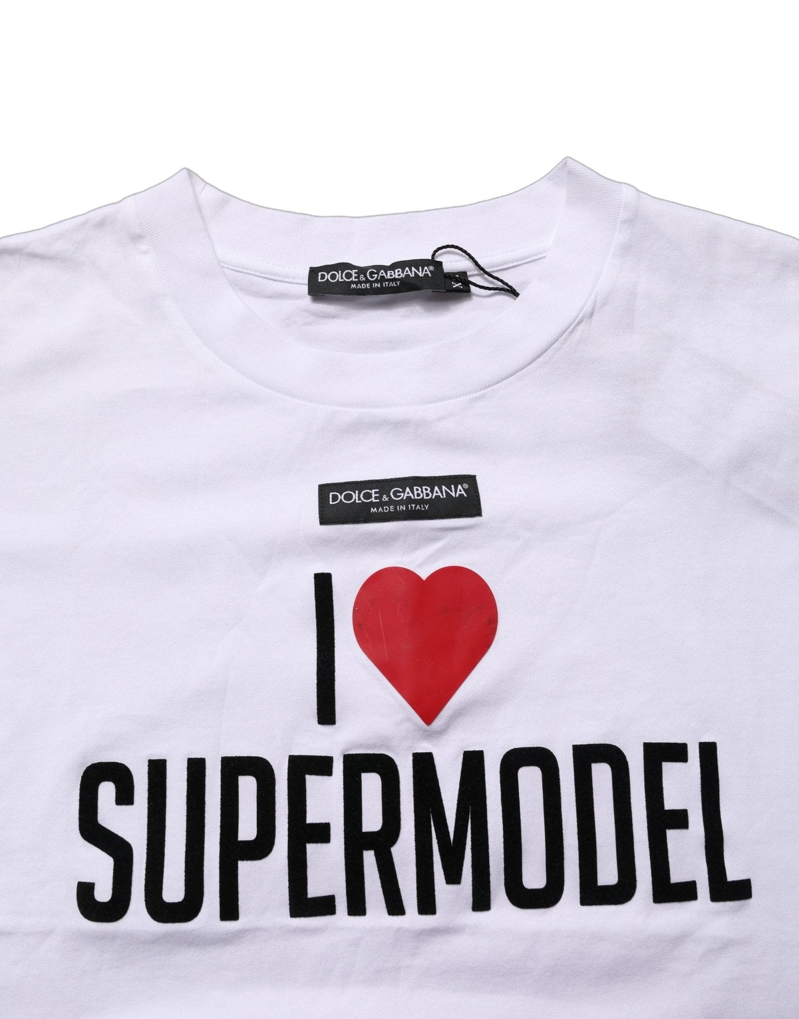 Dolce & Gabbana White I Love Supermodel Cotton Crew Neck T-shirt - RIMODA