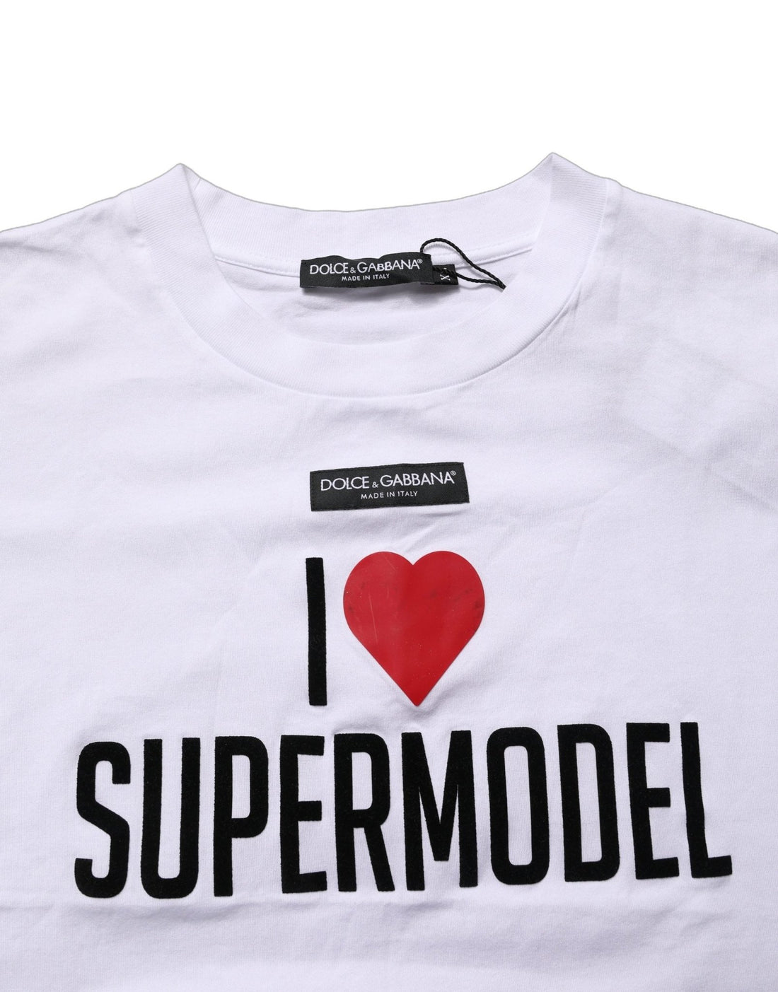 Dolce & Gabbana White I Love Supermodel Cotton Crew Neck T-shirt - RIMODA