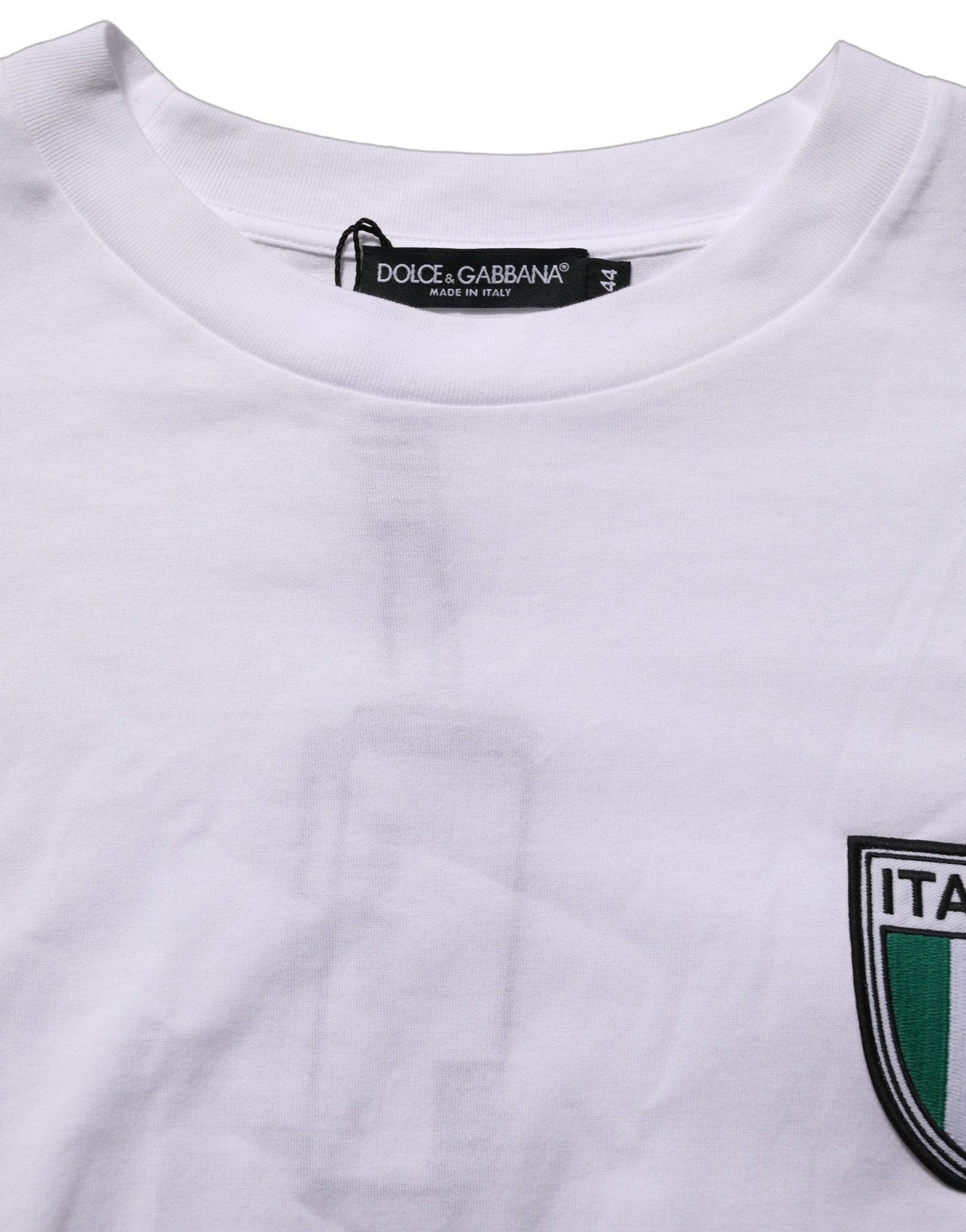 Dolce & Gabbana White Italia Flag Patch Round Neck T-shirt - RIMODA