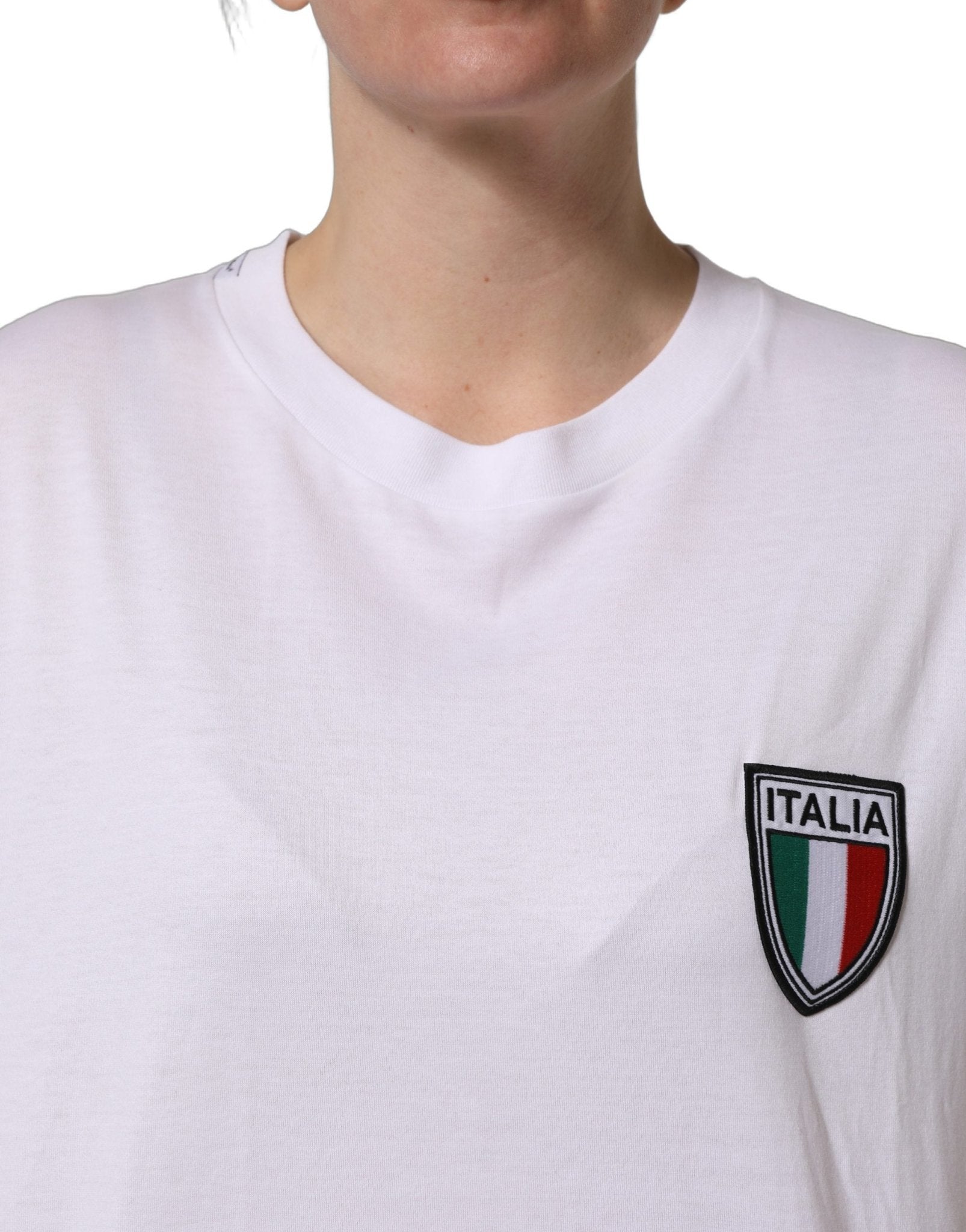 Dolce & Gabbana White Italia Flag Patch Round Neck T-shirt - RIMODA