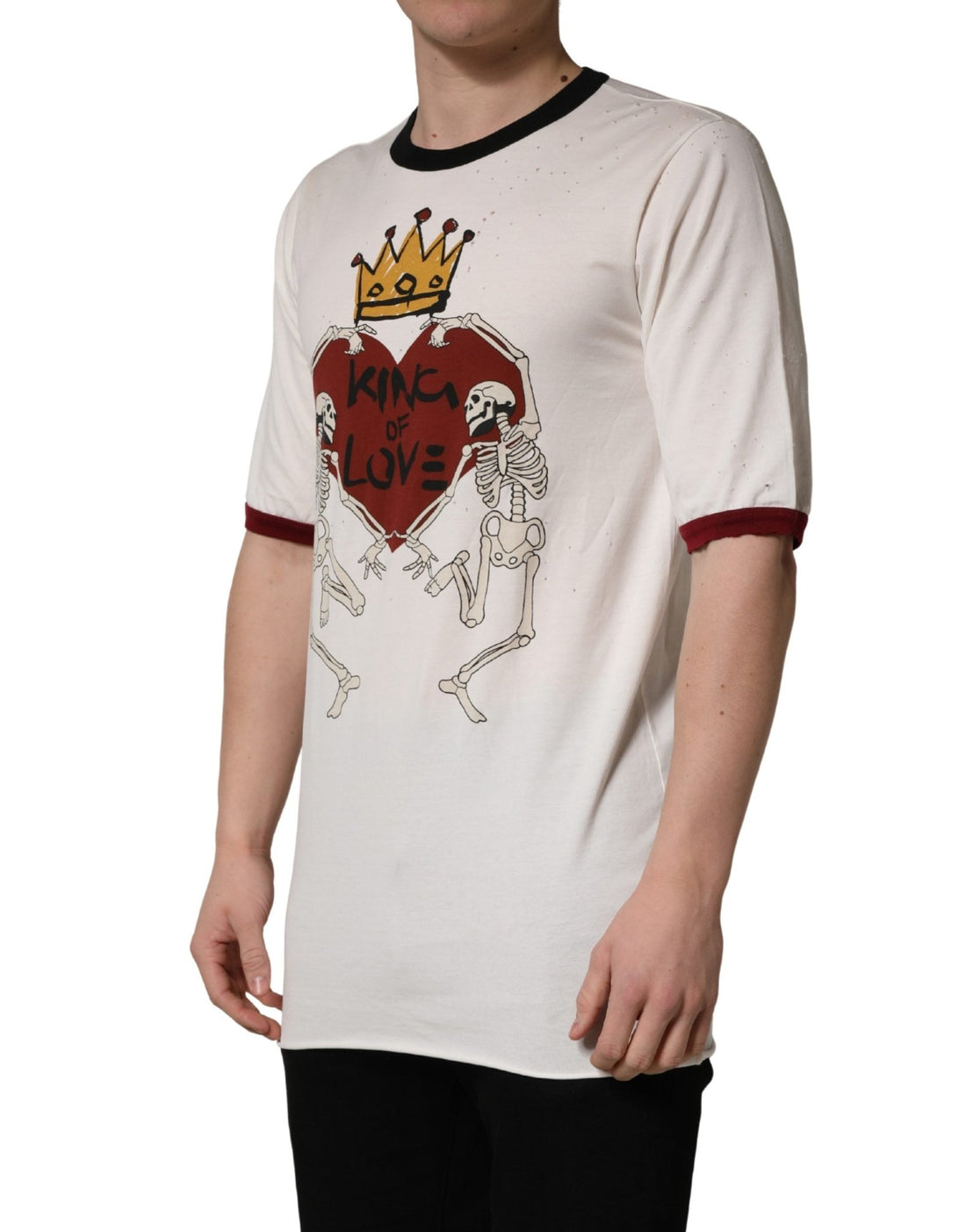 Dolce & Gabbana White King Of Love Print Cotton Men Jersey T-shirt - RIMODA