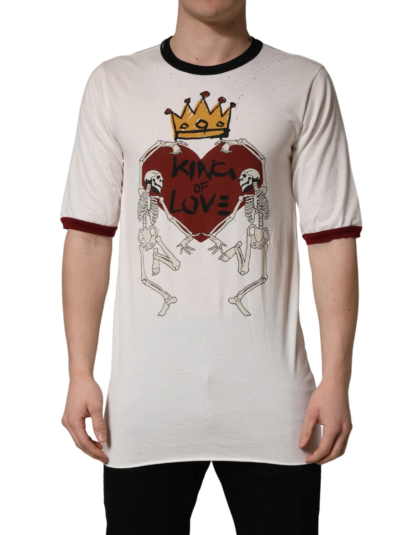 Dolce & Gabbana White King Of Love Print Cotton Men Jersey T-shirt - RIMODA