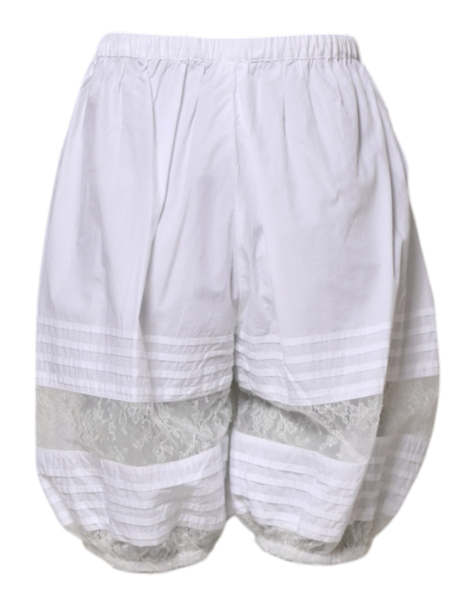 Dolce & Gabbana White Lace Paneled Cotton High Waisted Shorts - RIMODA