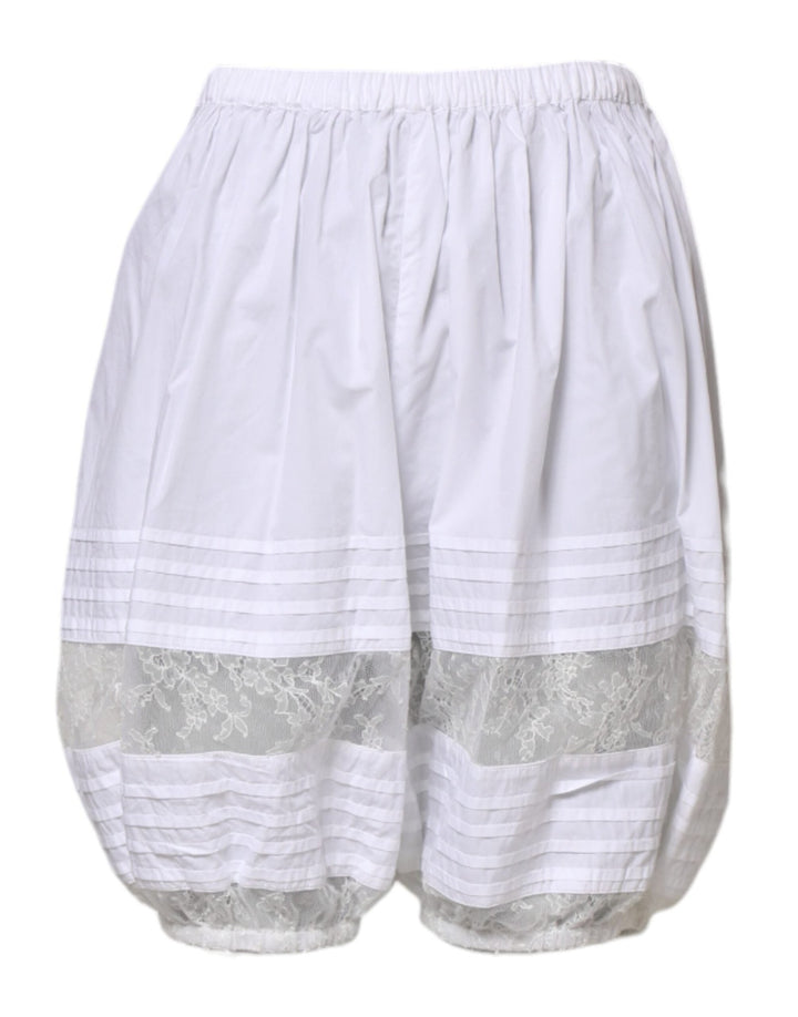 Dolce & Gabbana White Lace Paneled Cotton High Waisted Shorts - RIMODA