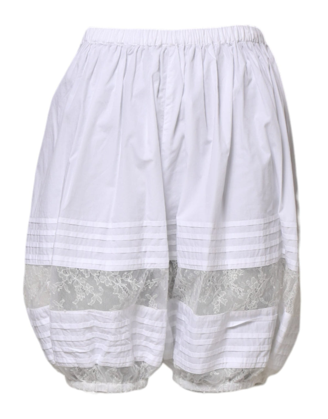 Dolce & Gabbana White Lace Paneled Cotton High Waisted Shorts - RIMODA