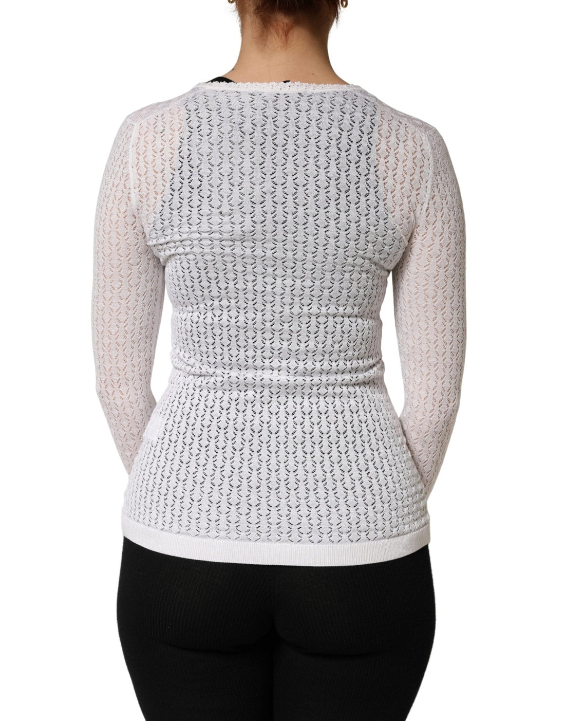 Dolce & Gabbana White Lace Silk Knit Long Sleeves Cardigan Top - RIMODA