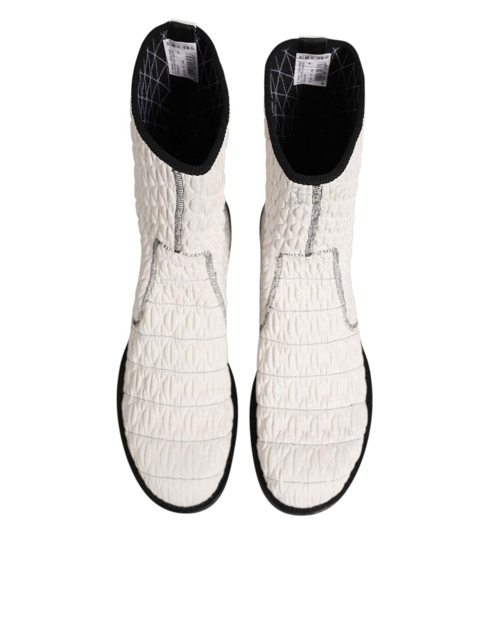Dolce & Gabbana White Lambskin Leather Mid Calf Boots Shoes - RIMODA