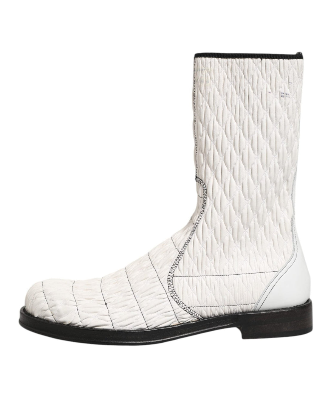 Dolce & Gabbana White Lambskin Leather Mid Calf Boots Shoes - RIMODA