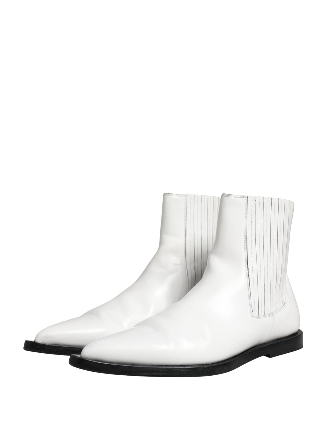Dolce & Gabbana White Leather Chelsea SlipOn Ankle Boots Shoes - RIMODA