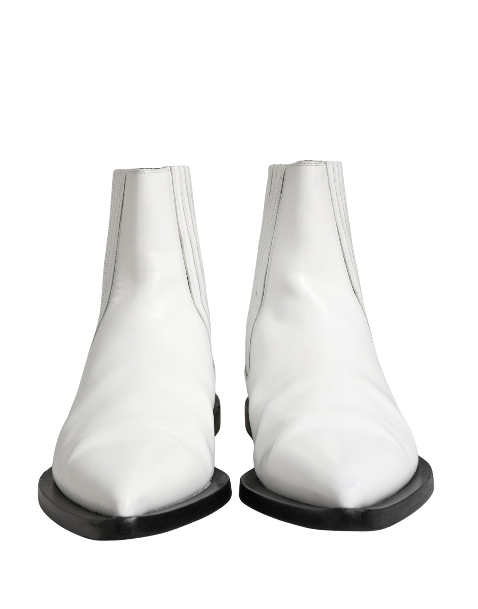 Dolce & Gabbana White Leather Chelsea SlipOn Ankle Boots Shoes - RIMODA