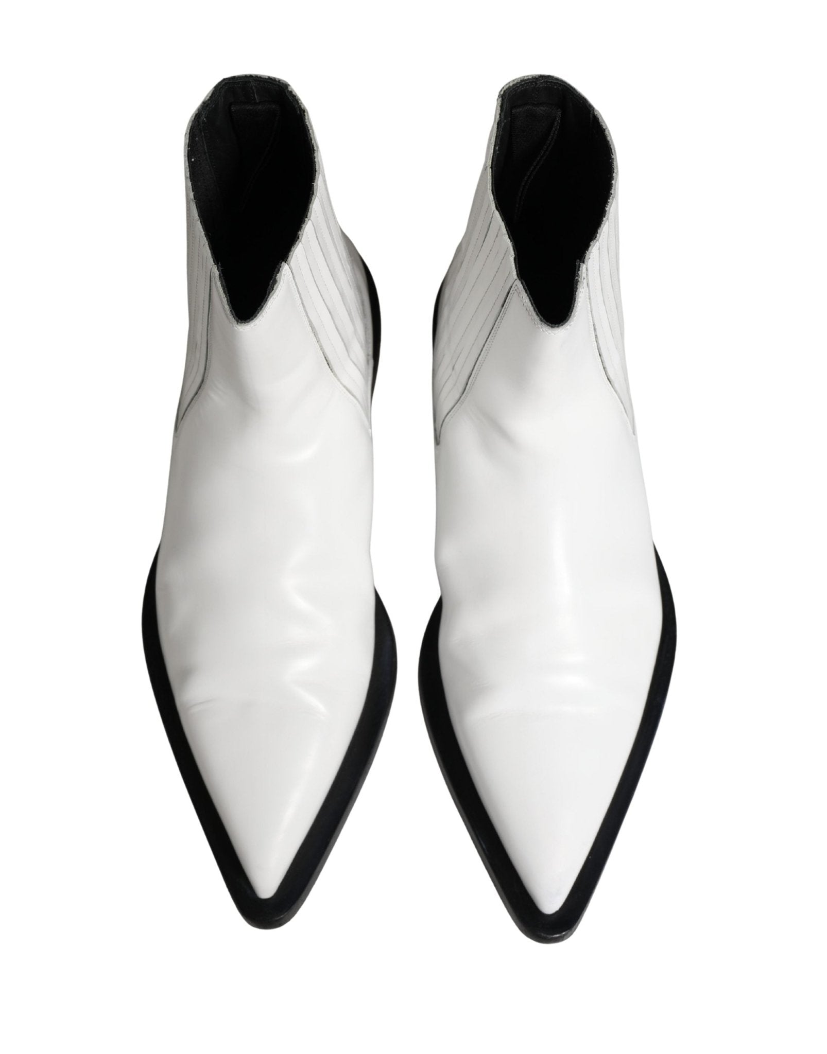 Dolce & Gabbana White Leather Chelsea SlipOn Ankle Boots Shoes - RIMODA