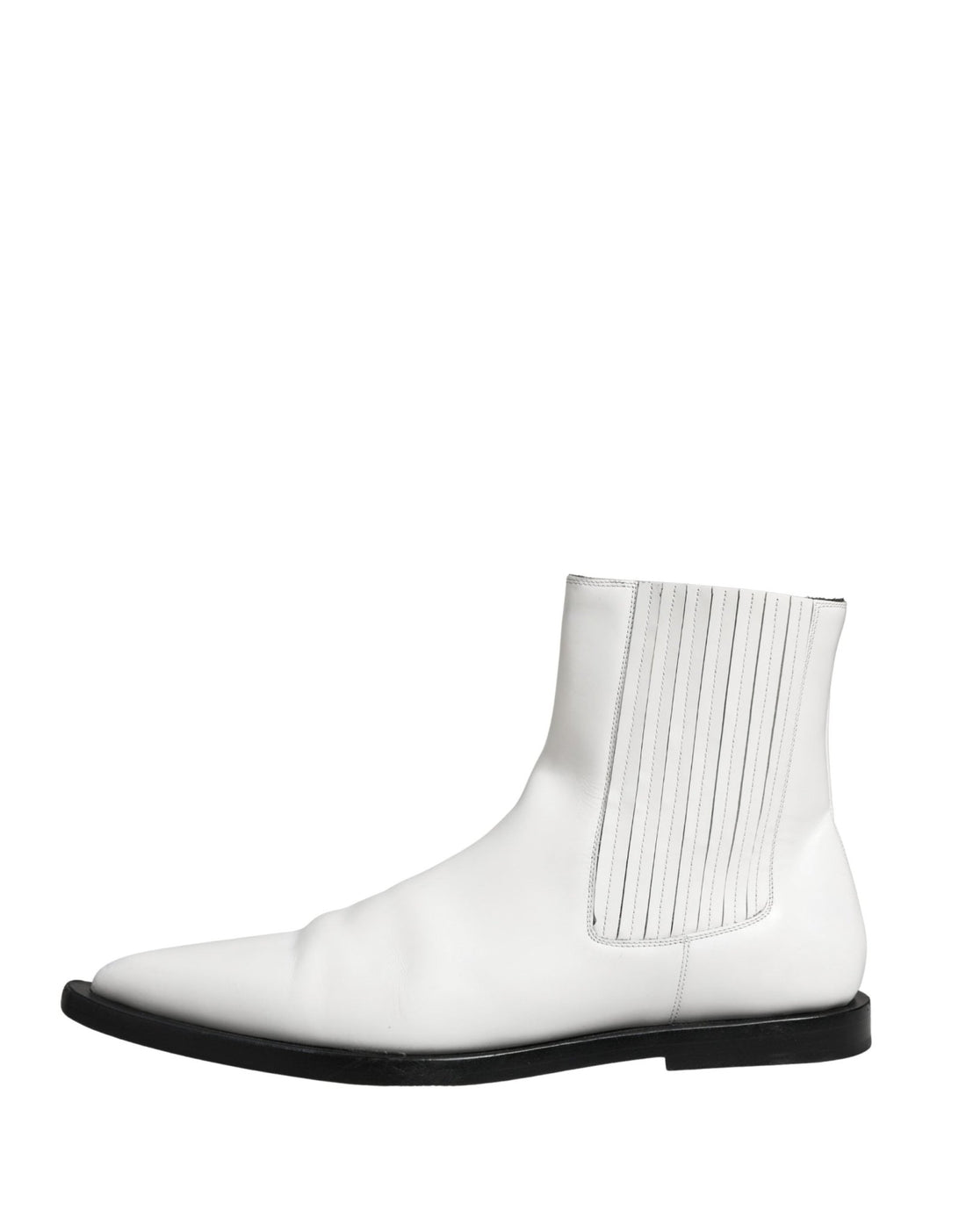 Dolce & Gabbana White Leather Chelsea SlipOn Ankle Boots Shoes - RIMODA