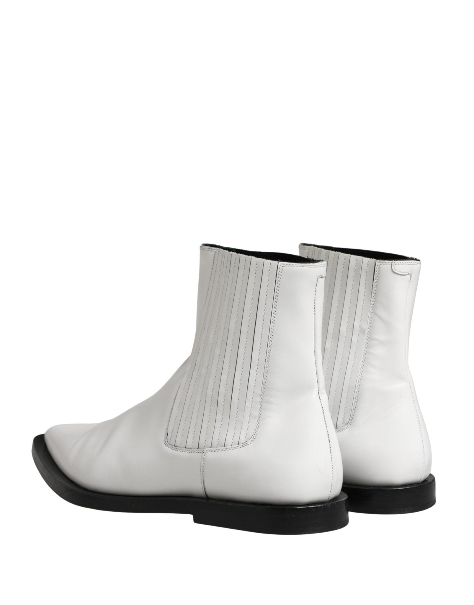 Dolce & Gabbana White Leather Chelsea SlipOn Ankle Boots Shoes - RIMODA