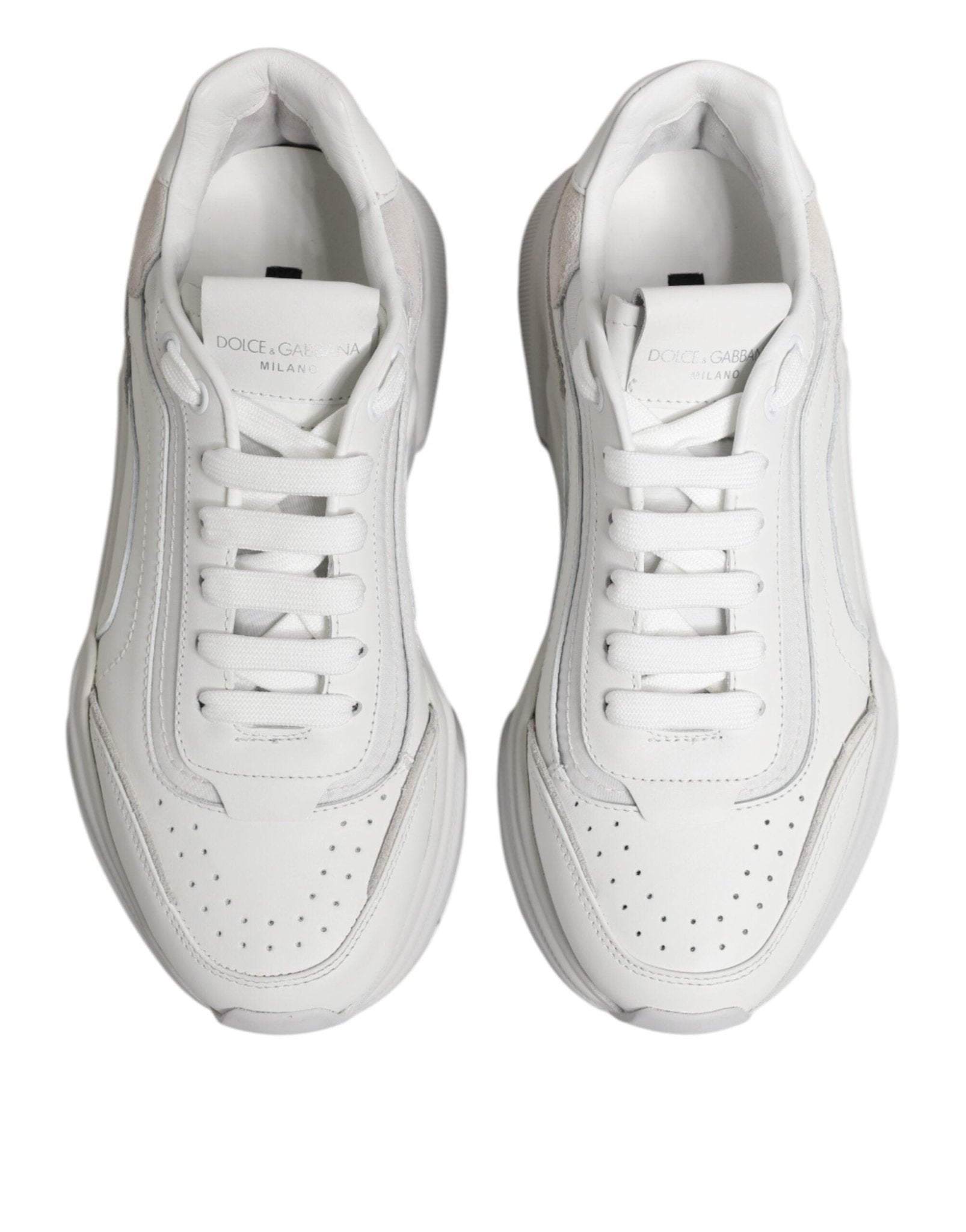 Dolce & Gabbana White Leather Daymaster Low Top Sneakers Shoes - RIMODA