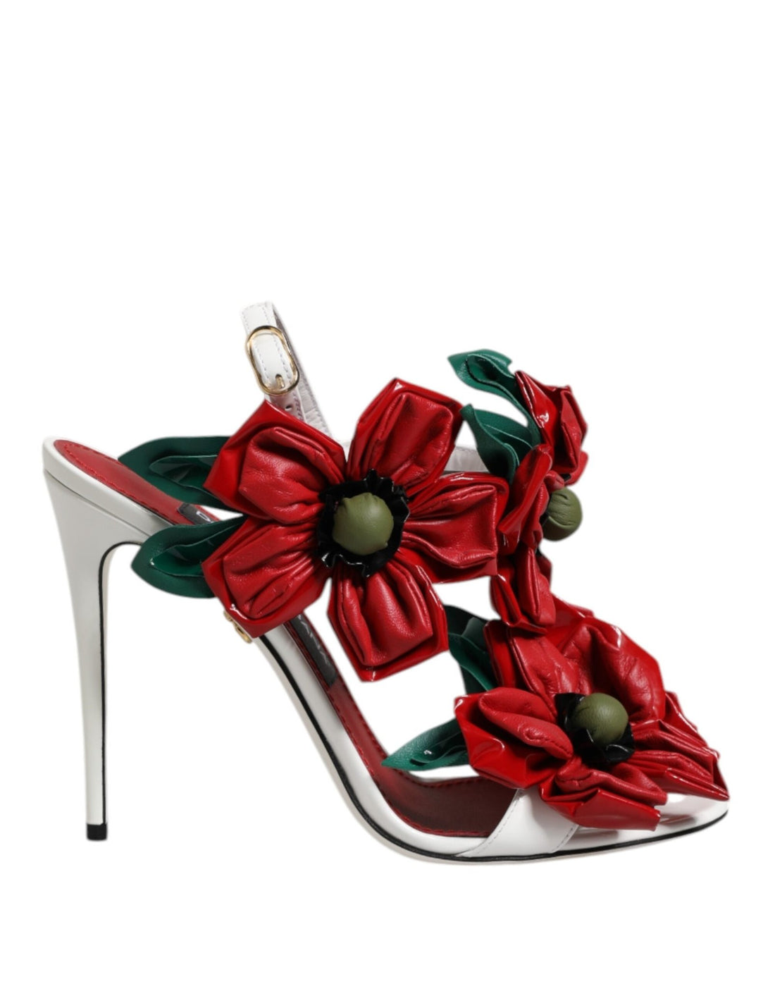 Dolce & Gabbana White Leather Floral Detailing Sandals Shoes - RIMODA