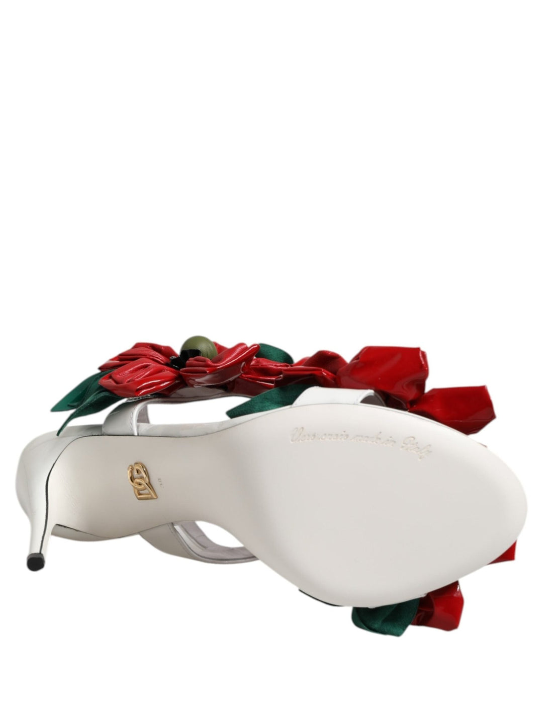 Dolce & Gabbana White Leather Floral Detailing Sandals Shoes - RIMODA